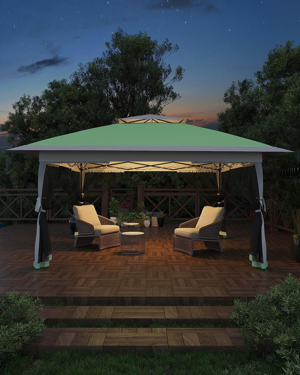 13x13 Canopy Tent, Pop Up Gazebo with Mosquito Netting, Outdoor Gazebo with 4 Sandbags & Wheeled Bag, pop up Canopy for Backyard & Patio Furniture, Patio, Deck