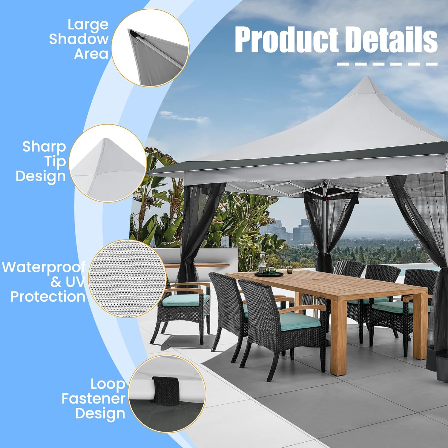 COBIZI 12x12 Pop up Gazebo on Clearance, Outdoor gazebo, with Mosquito Netting&Waterproof Roof, Canopy Tent,carpas para patio,Patio Gazebo, toldos para patio exterior,Portable gazebo for Backyard,Gray