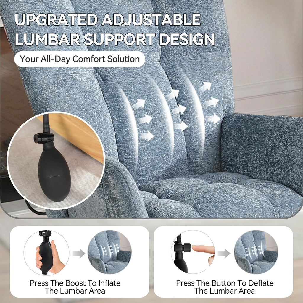 Rocking Chair with Airbag, Comfy Modern Reading & Nursing Nursery Rocking Chair Indoor, Cozy Upholstered Glider Rocker Chairs for Living Room Bedroom Offices, (Chenille, Blue)