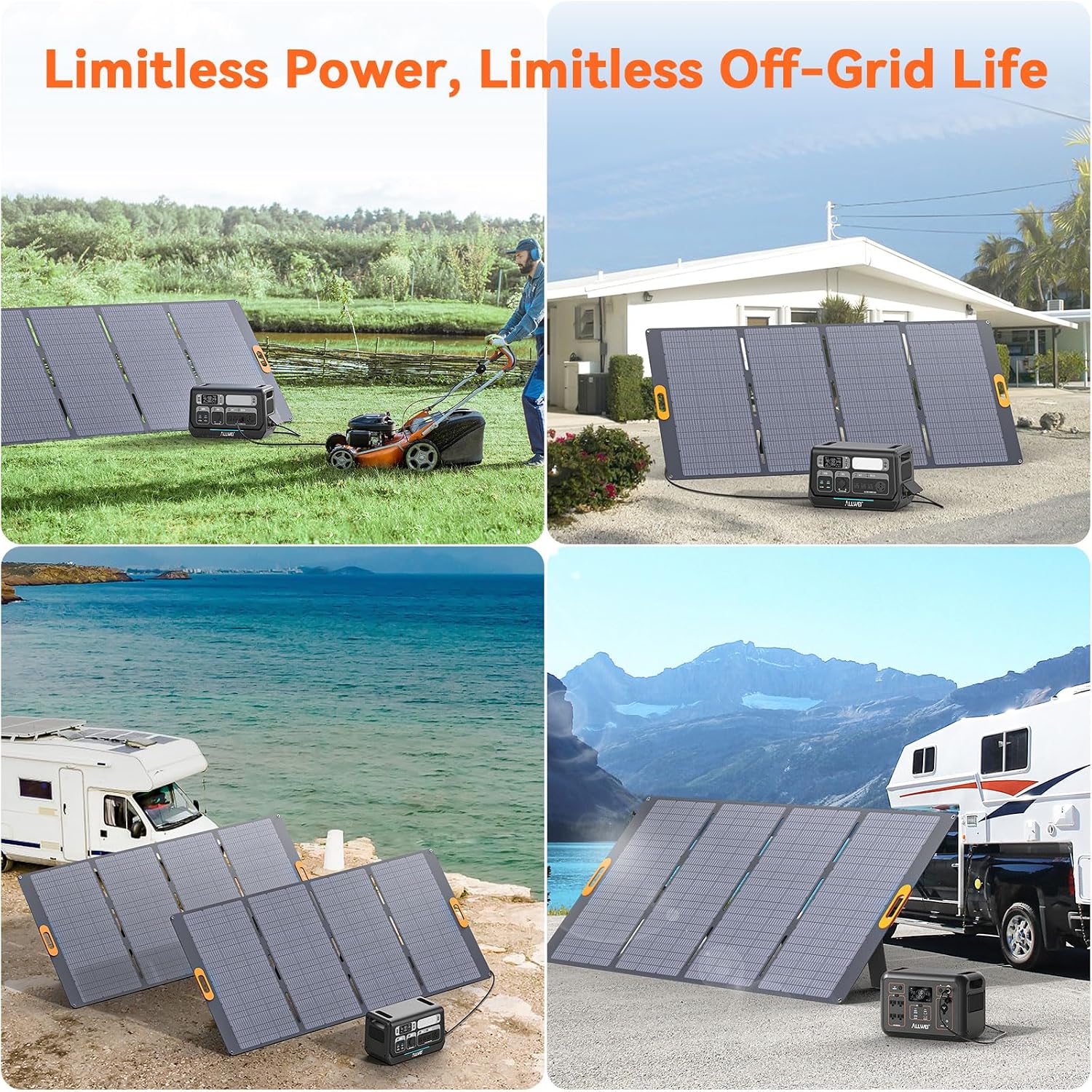400W Foldable Portable Solar Panel for ALLWEI 1200W 2400W Power Station Solar Generator, IP67 Waterproof, with Adjustable Kickstand for RVs Camping Home and Blackouts