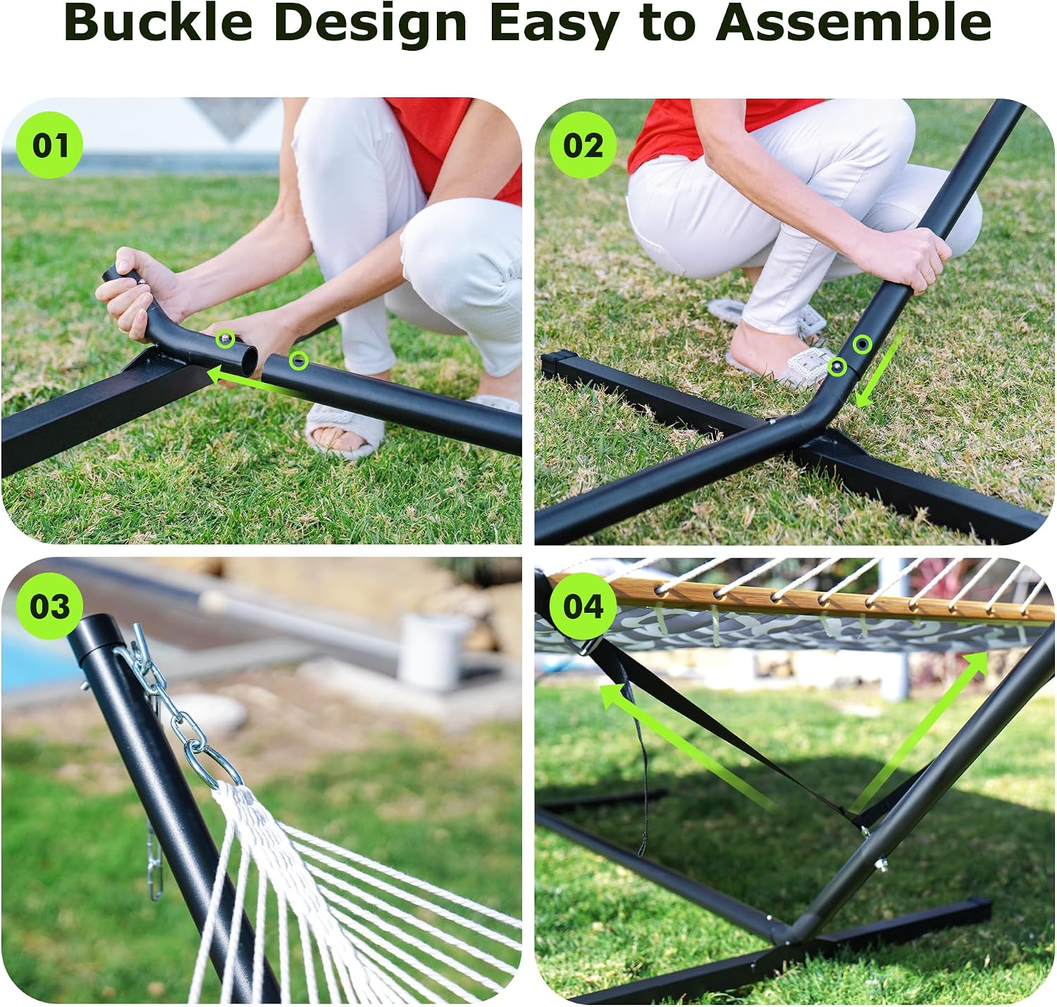ANAGOO Double Hammock with Stand, Heavy Duty Outdoor Hammock for Two, 500 LBS Capacity, Stable Steel Frame with Balance Strap, Easy Tool-Free Assembly for Patio, Garden, Backyard & Beach,Dark Grey