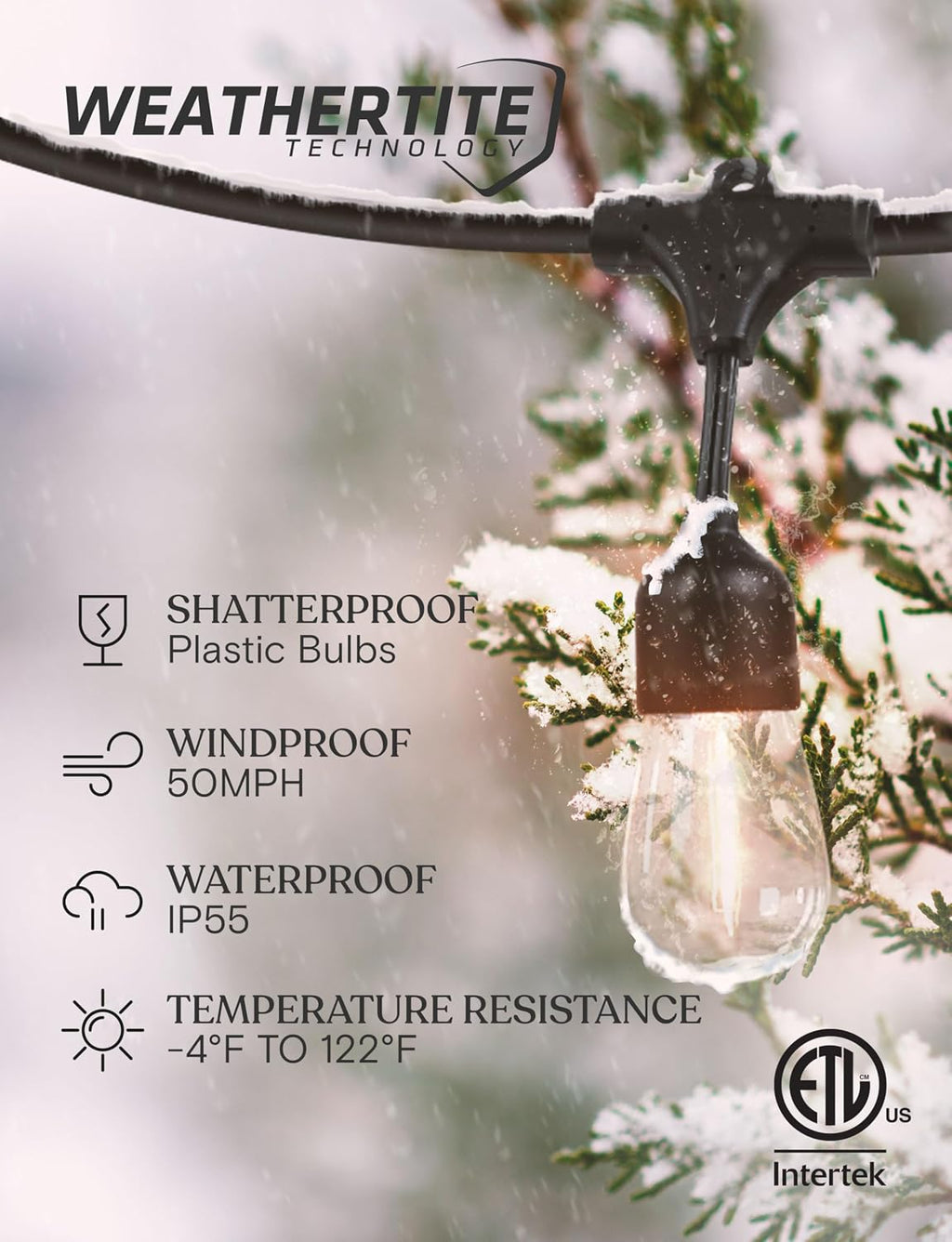 Brightech Solar String Lights with 32 Hanging Edison Bulbs and Brightness Controls with Remote 7W-104 3000K