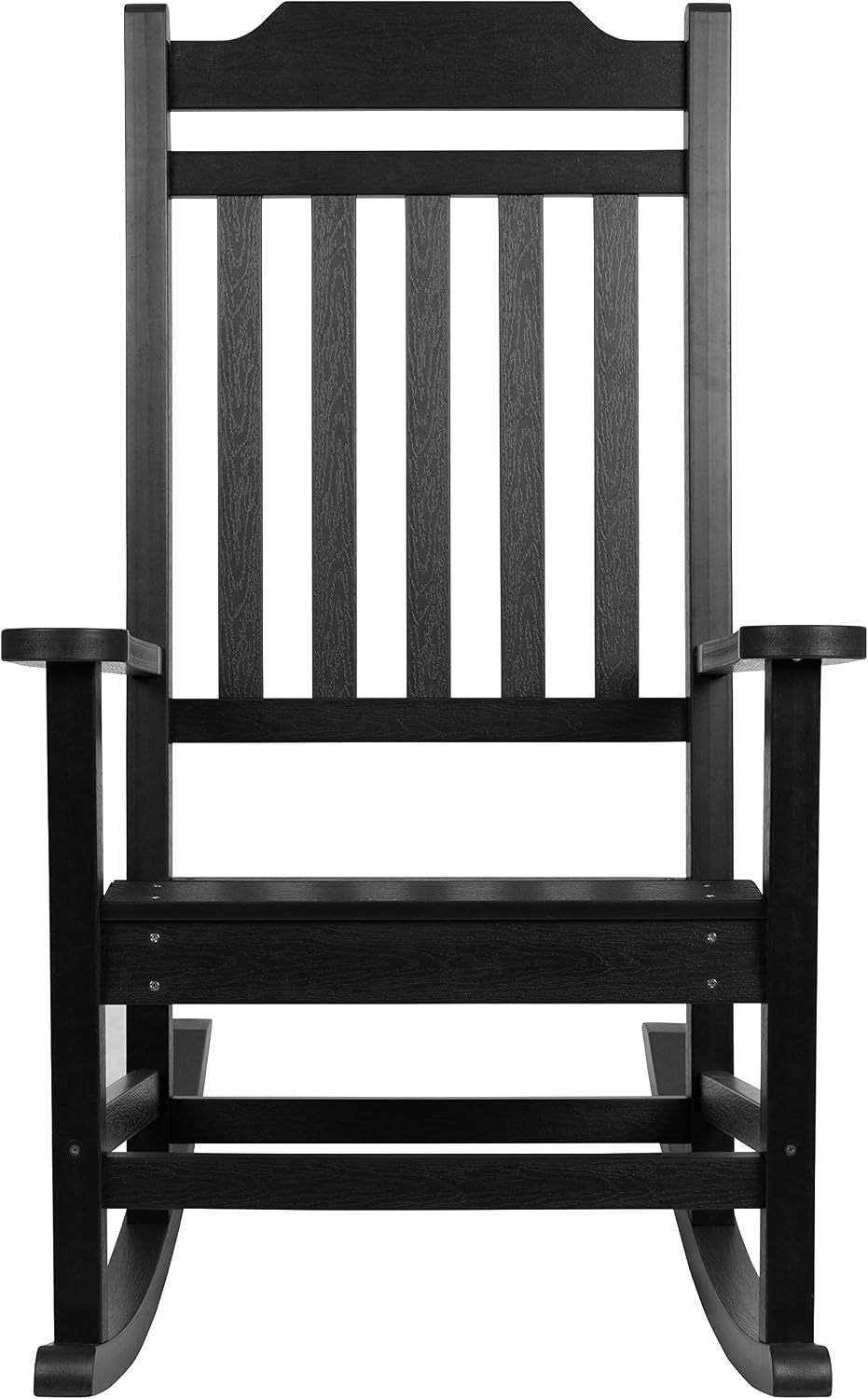 Flash Furniture Set of 2 Winston All-Weather Rocking Chair in Black Faux Wood
