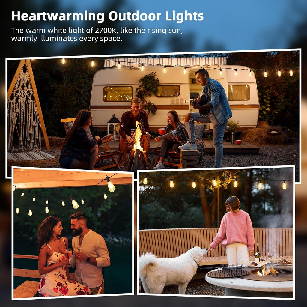 FOOMAN LED Outdoor String Lights, 300FT Outside Waterproof Patio Lights with 146+3 Shatterproof ST38 Edison Bulbs, 2700K Warm White Hanging Light, Dimmable Light for Backyard Porch Gazebo(150FT x 2)