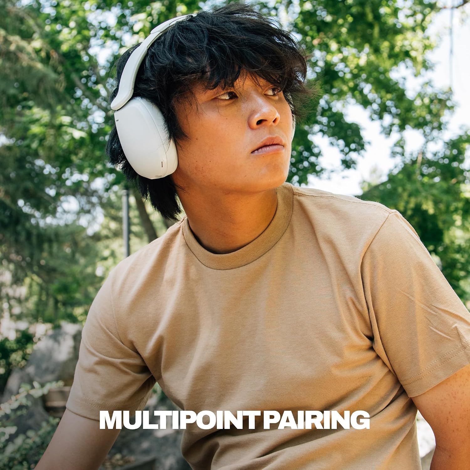 Skullcandy Hesh 360 Wireless Over-Ear Bluetooth Headphones, Up to 100 Hours Battery, Noise Isolating Fit, Flat-Folding Collapsible Design, Microphone iPhone Android - Bone