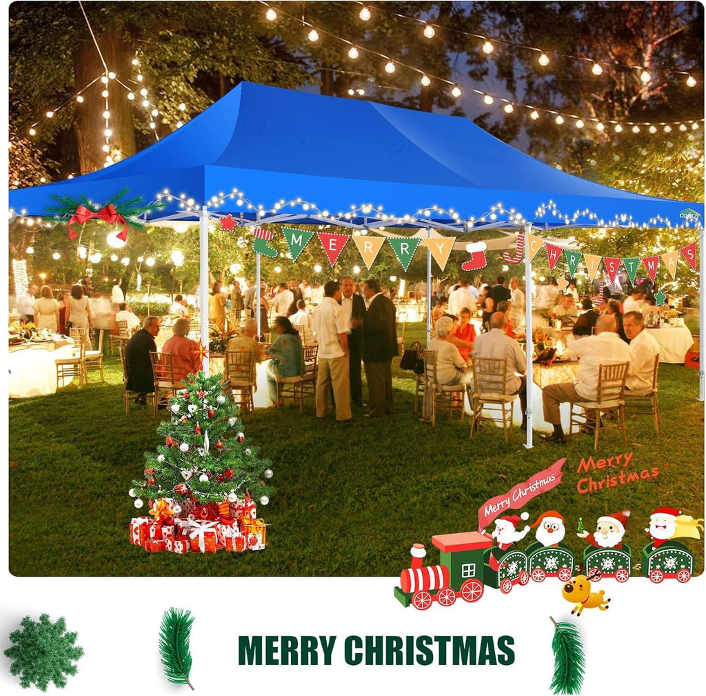 COBIZI 13x26 Pop Up Canopy with Sidewalls Heavy Duty Canopy Party Tent for Parties, Outdoor Wedding Large Event Tent Wind Waterproof UPF 50+ Ez Up in Garden Lawn with Roller Bag, Blue