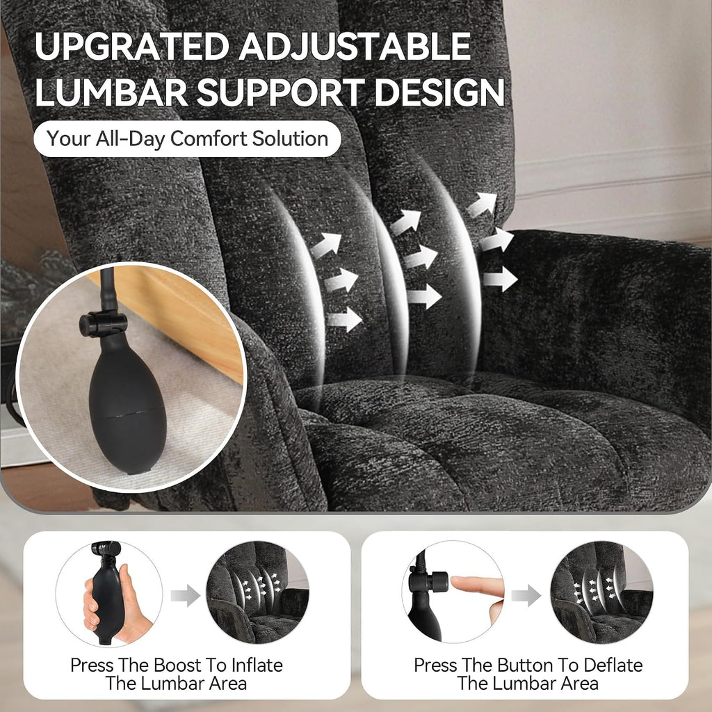 Rocking Chair with Airbag, Comfy Modern Reading & Nursing Nursery Rocking Chair indoor, Cozy Upholstered Glider Rocker Chairs with High Backrest for Living Room Bedroom Offices(Chenille, Black)