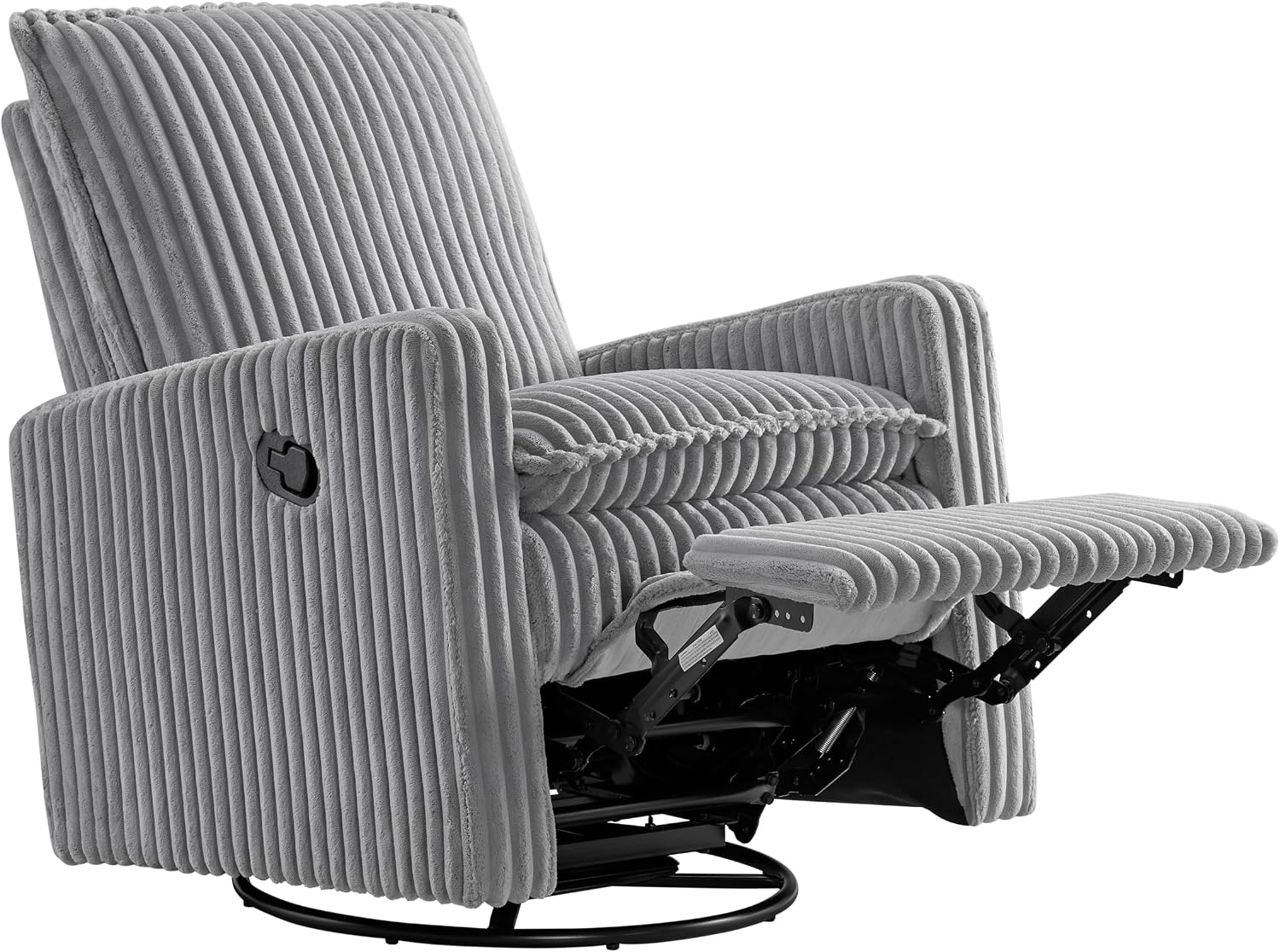 Oxford Baby Uptown Upholstered Glider Recliner Rocking Chair 360° Swivel for Nursery and Living Room - Corduroy, Ash Gray