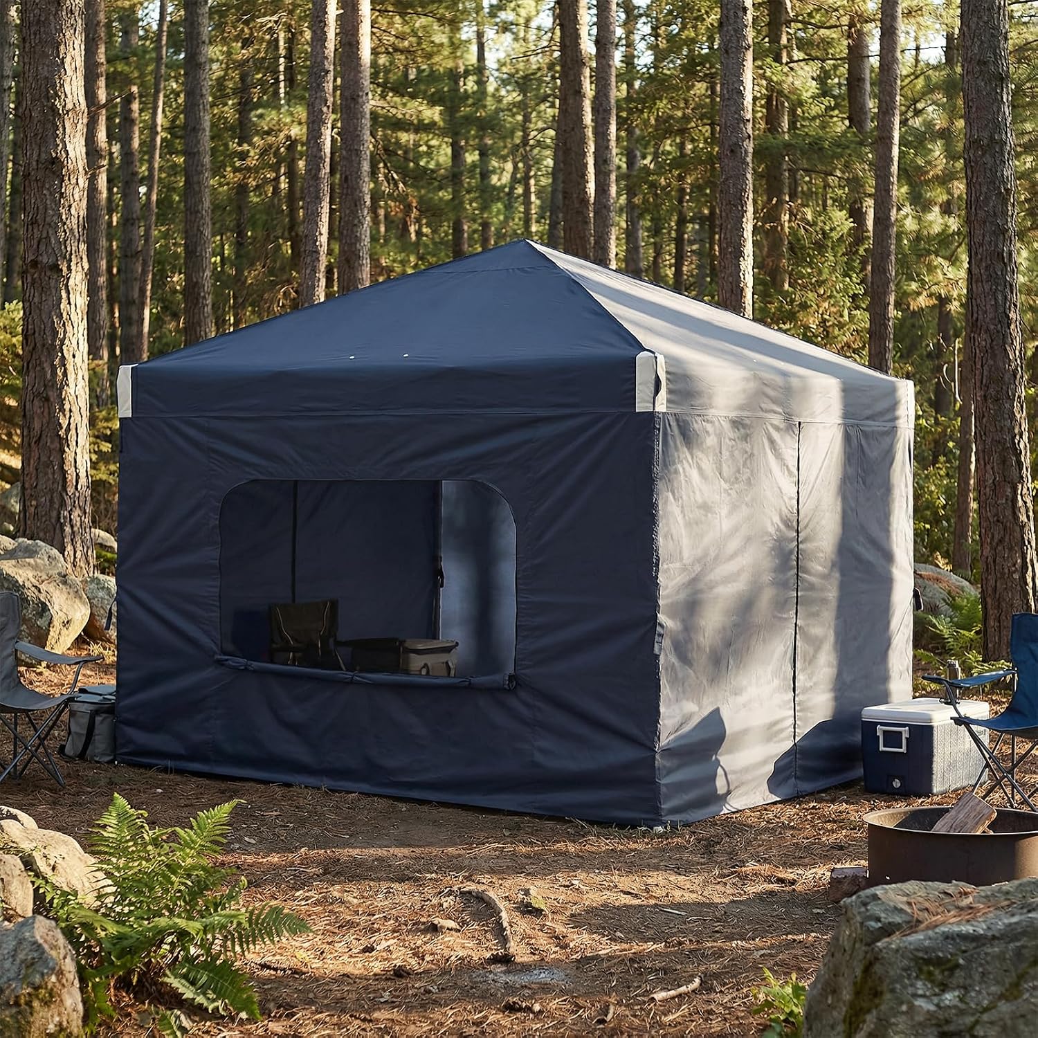 Aoodor 10x10 FT Pop-Up Canopy Tent with Roller Bag and Curtain - Portable Instant Shade, Sturdy Iron Frame, Water-Resistant 210D Oxford Fabric, UV Protection, Ideal for Camping and Outdoor Events