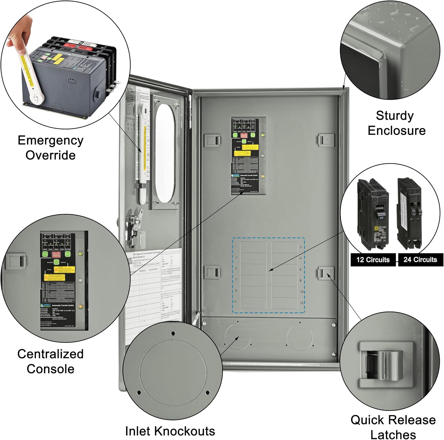 Natures Generator 2 Packs 3840Wh Solar Generator + 50A Automatic Transfer Switch, Lithium Batteries, 6000W Power Station for Home Backup, RVs, Emergencies, Power Outages, and Outdoor Camping