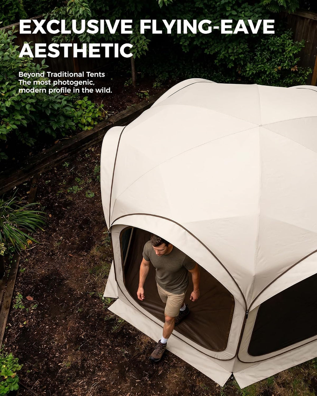 12x12 FT Pop-Up Screen Tent, Portable Screen Room Canopy with Zipper Doors for Patio, Backyard, Deck & Outdoor Activities, Beige