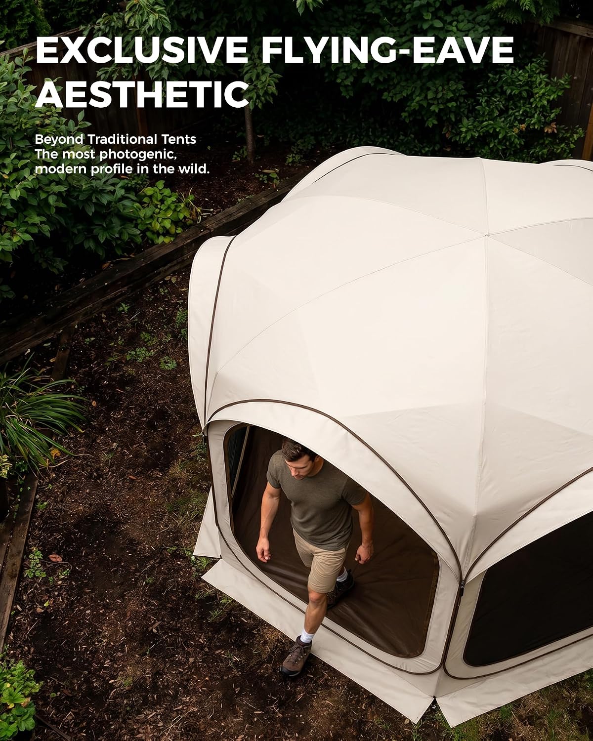 12x12 FT Pop-Up Screen Tent, Portable Screen Room Canopy with Zipper Doors for Patio, Backyard, Deck & Outdoor Activities, Beige