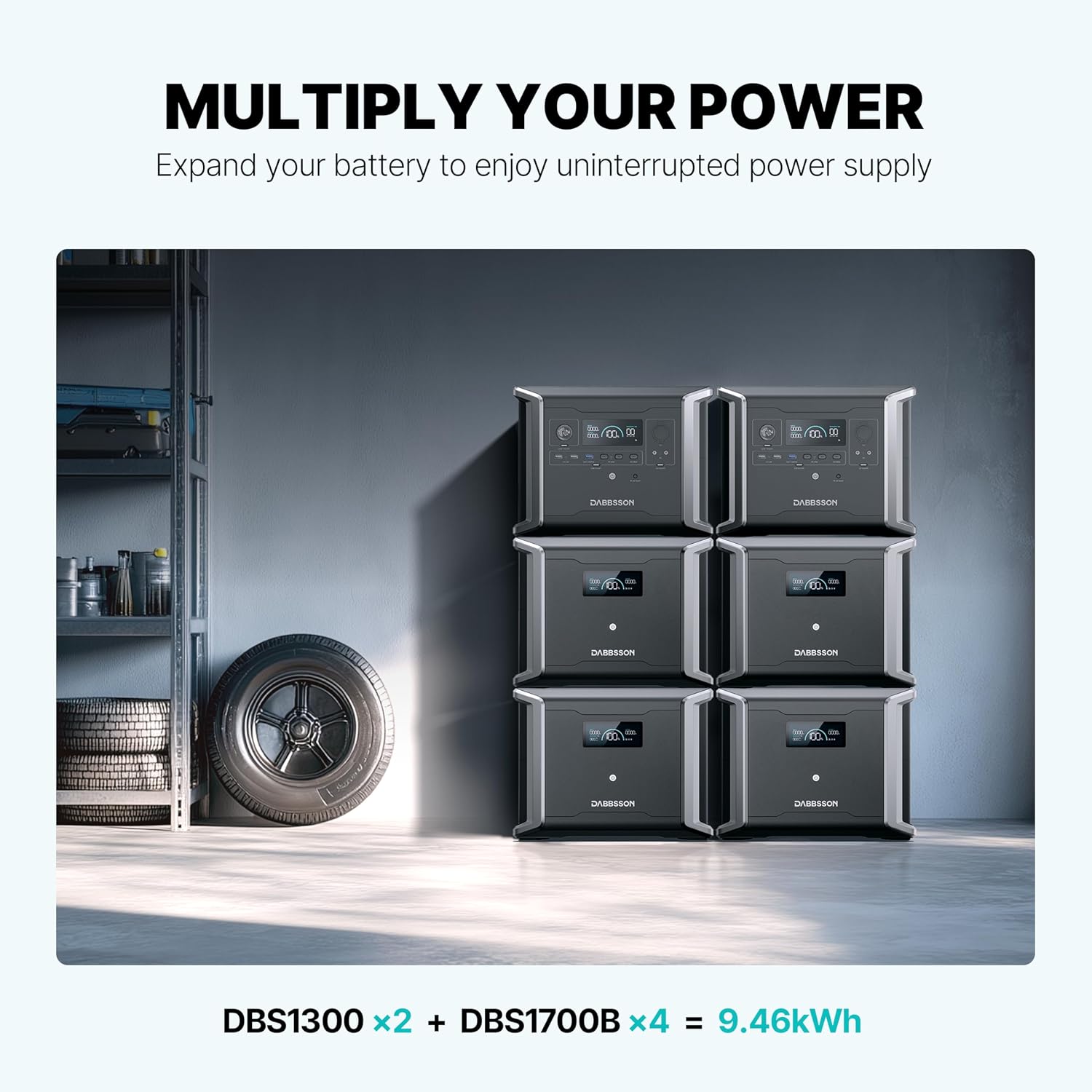 Dabbsson Portable Power Station DBS1300, 1330Wh Solar Generator with 4x1200W AC Outlets, EV Semi-Solid State LiFePO4 Battery, Solar Powered Generator for Camping, Home Backup, Emergency, RV