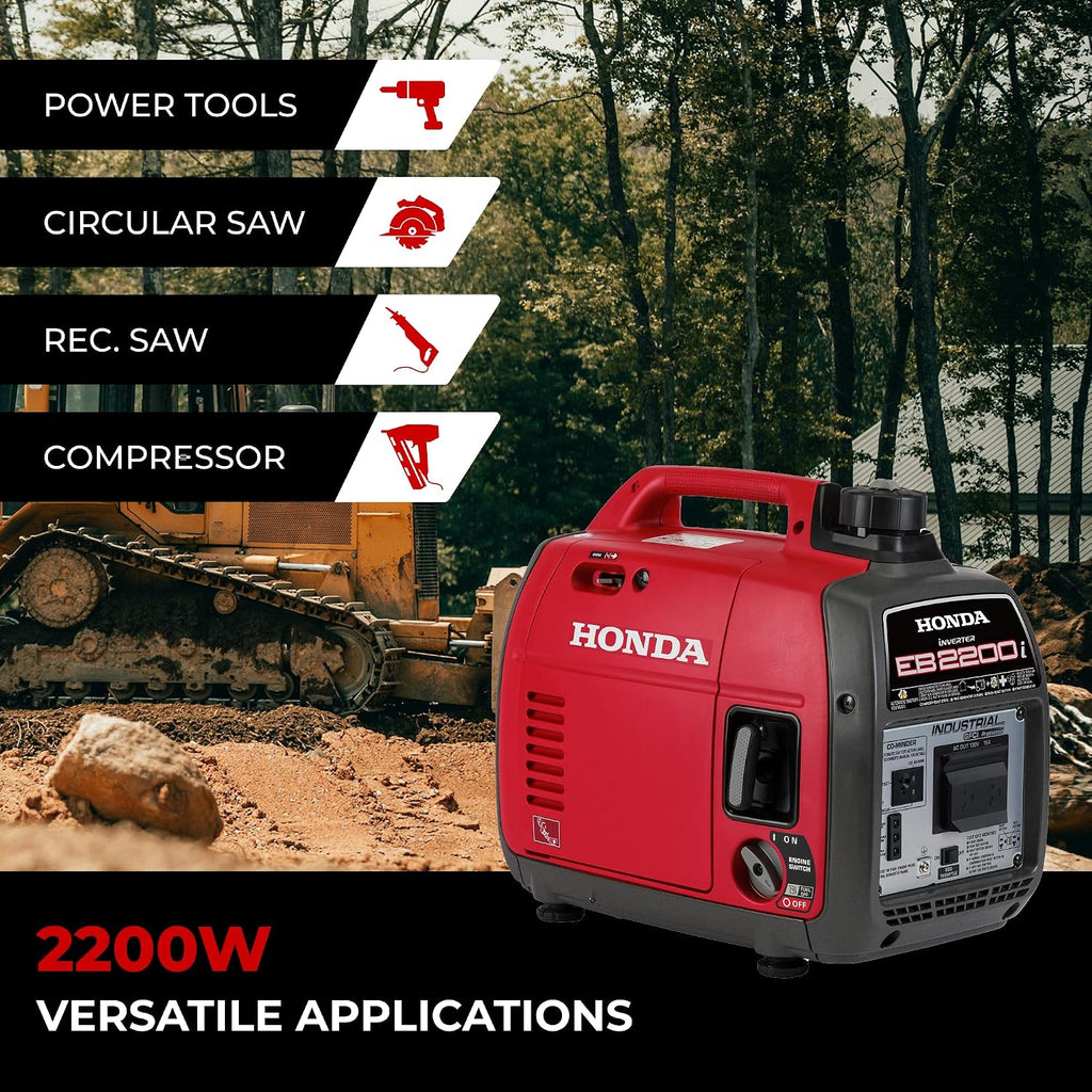 Honda EB2200i 2200 Watt Inverter Generator, Super Quiet 120V Gas Powered OSHA-Compliant Outdoor Portable Generator for Construction Site or Backup Power Supply, Up to 8.1 Hour Run Time (EB2200ITAN)
