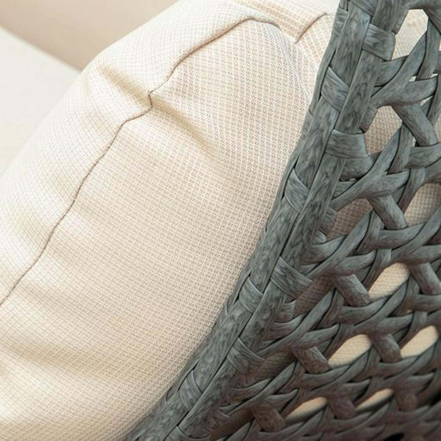LeisureMod 2 Person Wicker Hanging Egg Chair with Stand & UV-Resistant Cushions for Indoor/Outdoor, Patio, Lounge, Hammock Seat, Beige