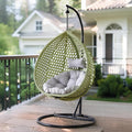 Egg Swing Chair with Stand Outdoor Indoor, Hanging Egg Chair with Cushions and Pillow,300lbs Capacity for Porch, Patio,Garden, Bedroom, Balcony,Green