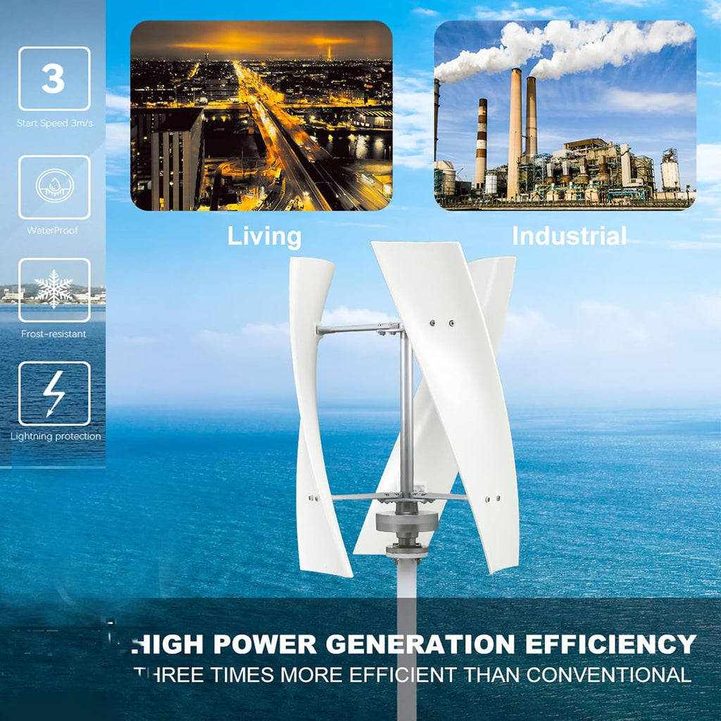 10000W Vertical Maglev Wind Turbine Generator Kit, 110V/220V 3 Blades with MPPT Controller Off Grid Inverter System for Home Use