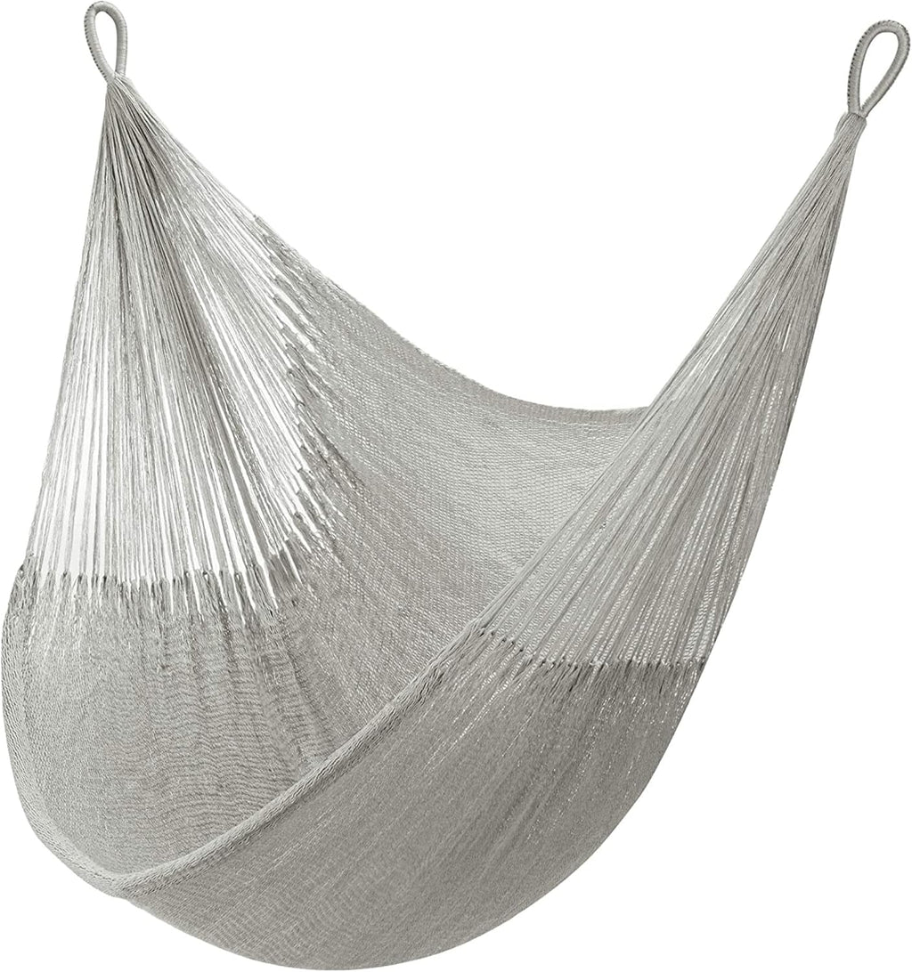 Handwoven Hanging Chair by Yellow Leaf Hammocks - Fits 1 Person, 330lb Max - Kick Back for Full-Body Recline - Weathersafe, Ultra Soft, Hang Anywhere - Color: Grey