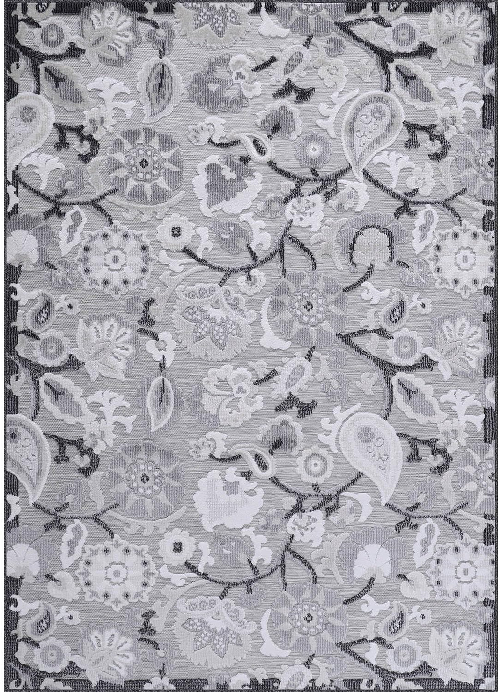 Luul Home Floral Indoor Outdoor Rugs 8x10 Large Area Rug for Living Room, Patio Decor, Kitchen, and Entryway Rug, Washable Stain Resistant Outside Carpet Gray 8 x 10
