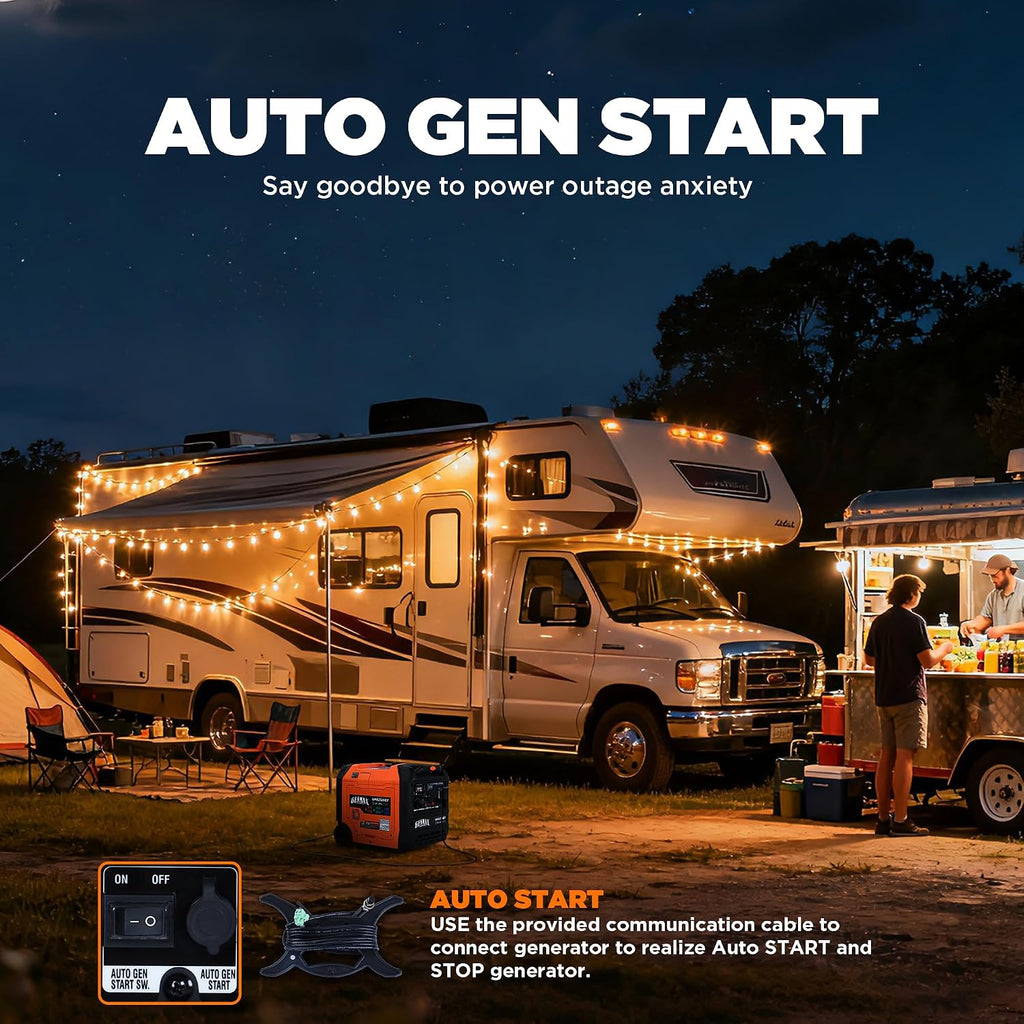 GENMAX 6250w Tri-Fuel Silent Inverter Generator(2026Model)Features 2-Wire Auto Start/Stop,bluetooth APP Control,CO Sensor,Digital Display&50A Outlet-Ideal for Home Backup&Camping Outdoor,EPA Compliant