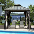 Domi 8x8FT Outdoor Gazebo, Patio Gazebo with Galvanized Steel, Hardtop Gazbo for Patio, Deck, Backyard, Curtain and Netting Included