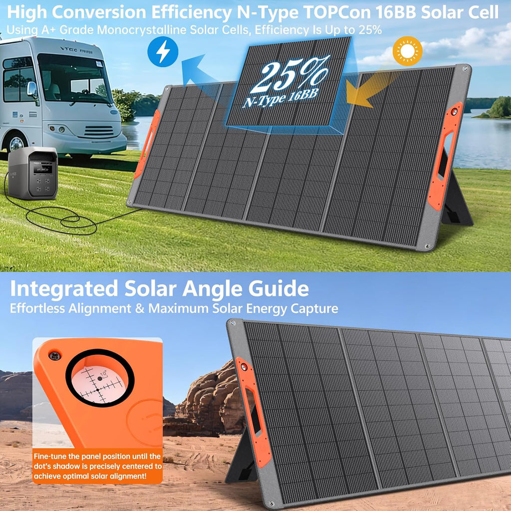 SOKIOVOLA 400W Portable Solar Panel for EF/Jackery/Bluetti/Anker Power Station,Ultra-Lightweight ETFE Foldable Solar Panel,25% High Efficiency,MC4 Output,for Outdoor Camping, Emergency Power Supply