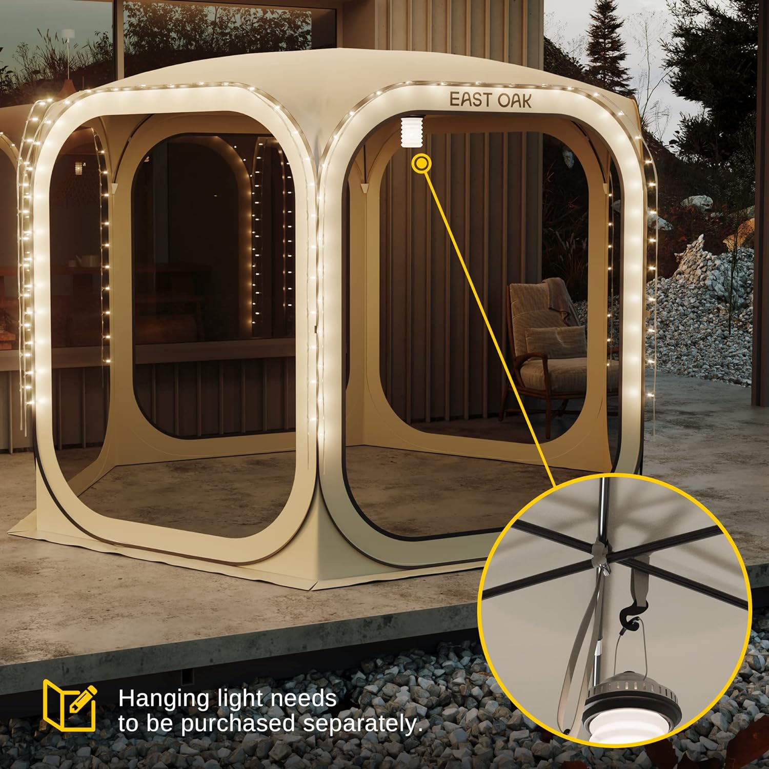 East Oak Screen House Tent Pop-Up, Portable Screen Room Canopy Instant Screen Tent 10 x 10 FT with Carry Bag for Patio, Backyard, Deck & Outdoor Activities, Brown