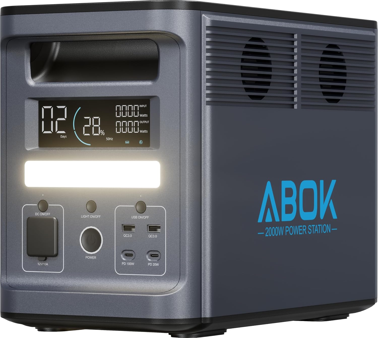1536Wh ABOK Ark2000 Portable Power Station LiFePO4 Battery, Expandable to 4.6kWh, 1.3 Hrs 0-100% Hypercharging, UPS, App, 2000W AC Solar Generator for Camping, Emergency, RV, Off-Grid Living