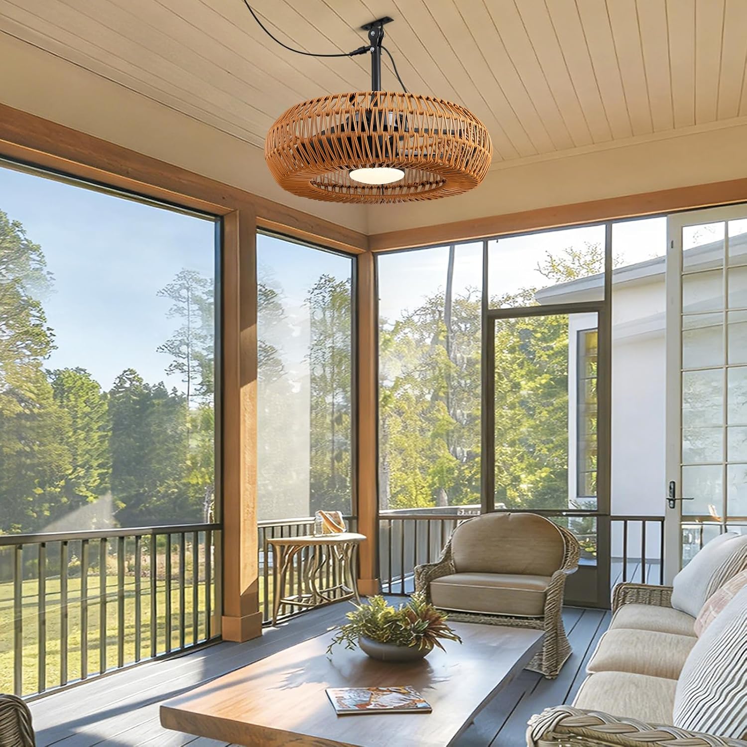 23.6' Outdoor Ceiling Fans with Lights for Patios, Waterproof Plug in Ceiling Fan with Remote, 3CCT Dimmable, Reversible, Gazebo Fan with Hanging Hook for Canopy,Pergola,Porch