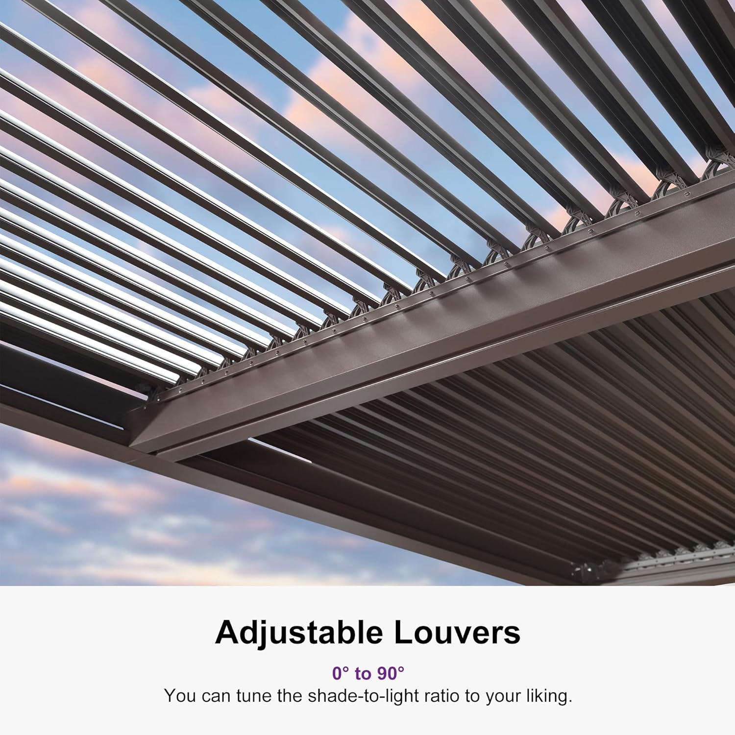 PURPLE LEAF Outdoor 10'x14' Louvered Pergola Adjustable Aluminum Canopy Retractable Metal Roof for Deck Patio Outside Backyard Hardtop Gazebo Sun Shade Bronze