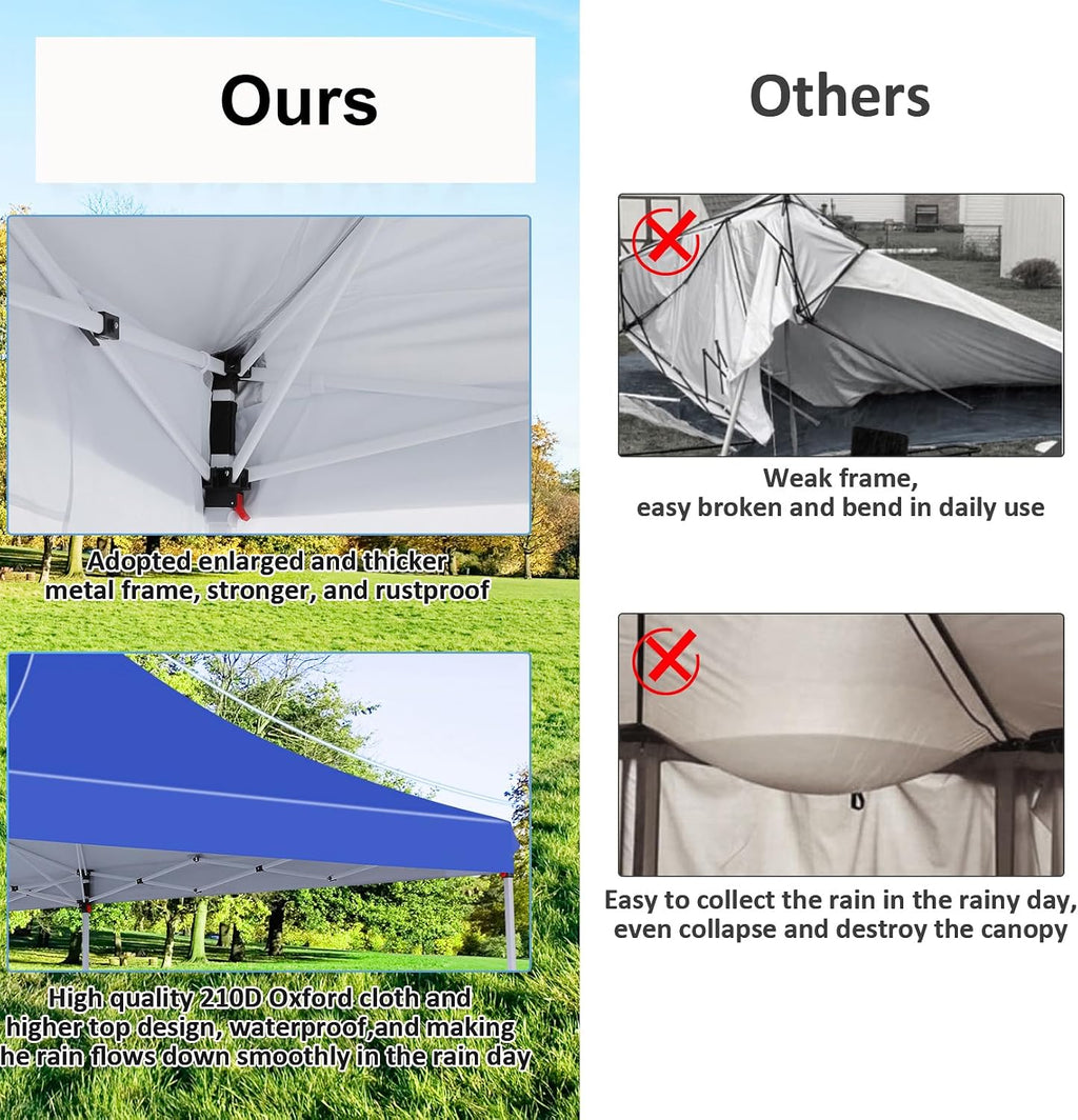 COBIZI Canopy 10x20 Pop Up Canopy Tent with 6 Sidewalls, Waterproof Commercial Canopy Ez Outdoor Instant Gazebo Easy to Set up Event Shelter, Garden Tents for Parties with Sandbags, Blue
