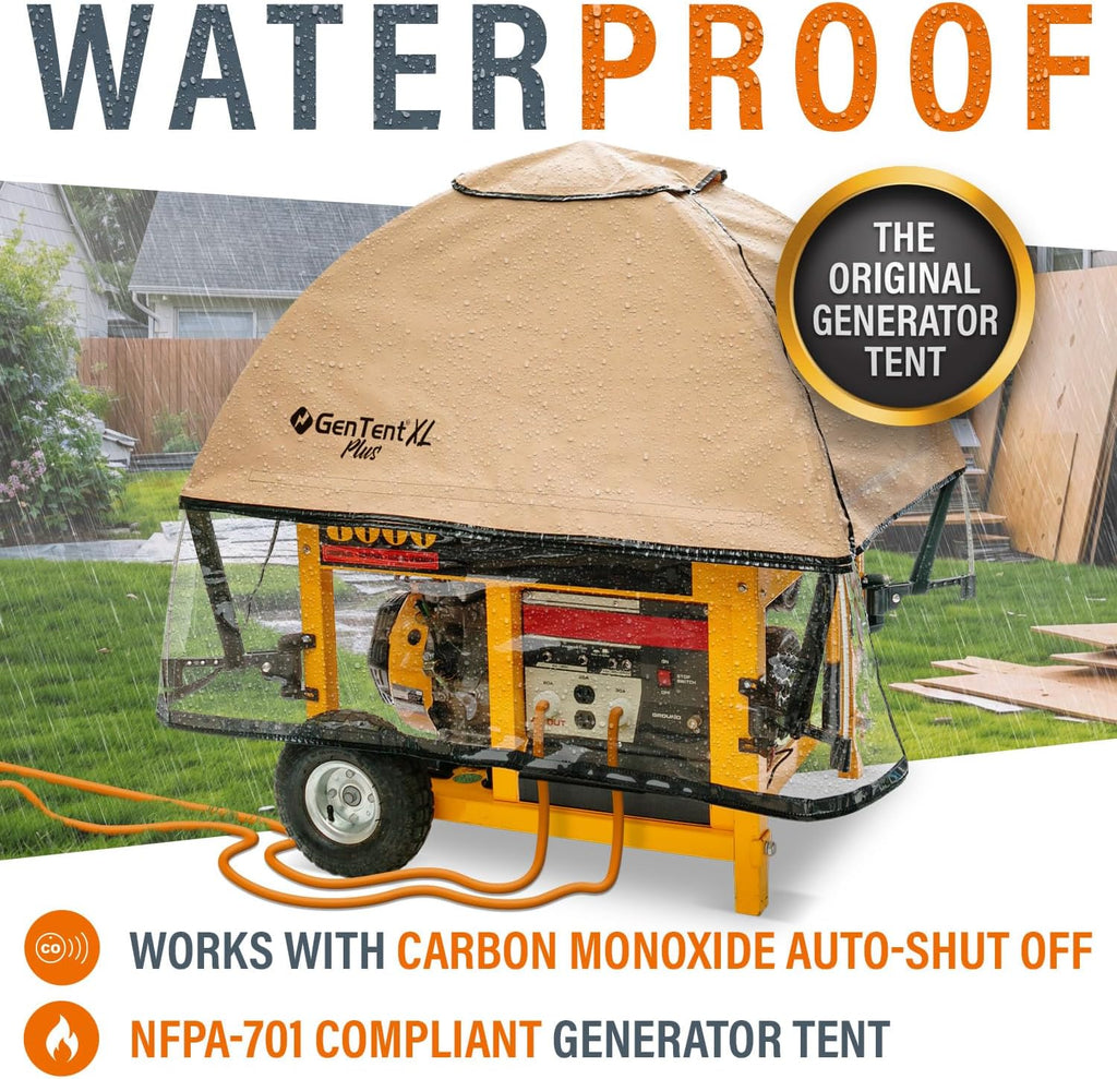 GenTent XL Open Frame Running Cover - Universal Adapter Kit Generator for Larger Generators Tent (Beige, XL - Plus)