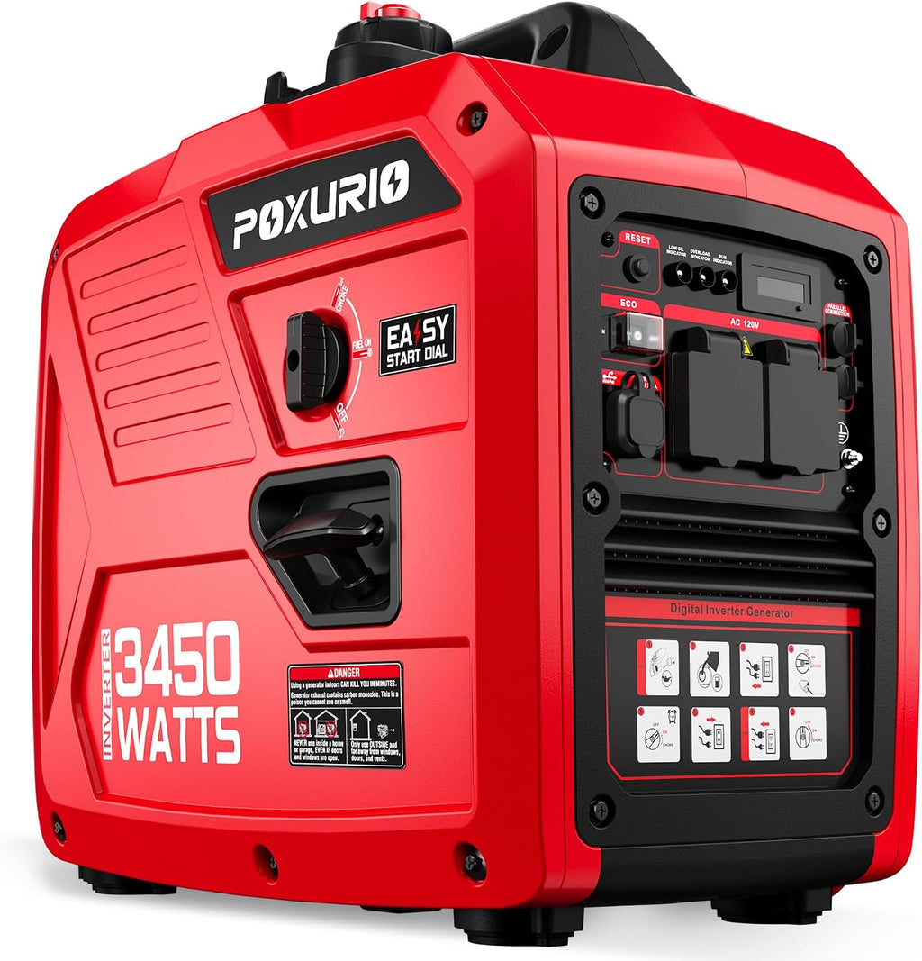 3450-Watt Portable Inverter Generator for Camping & RV, 1.6 Gallon Gas Tank for 8.3 Hours Use, 120V Gas Powered Generator Ultra-Quiet Operation, EPA Compliant