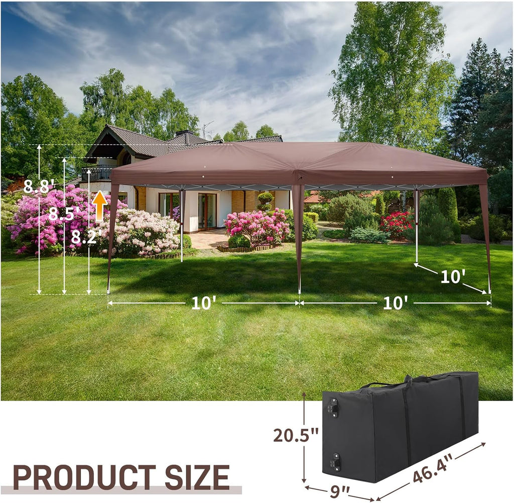 Outvita 10x20ft Ez Pop Up Canopy, Portable Instant Canopy Tent with 4 SideWalls for Outdoor Events, Party, Wedding, Birthday,Graduation