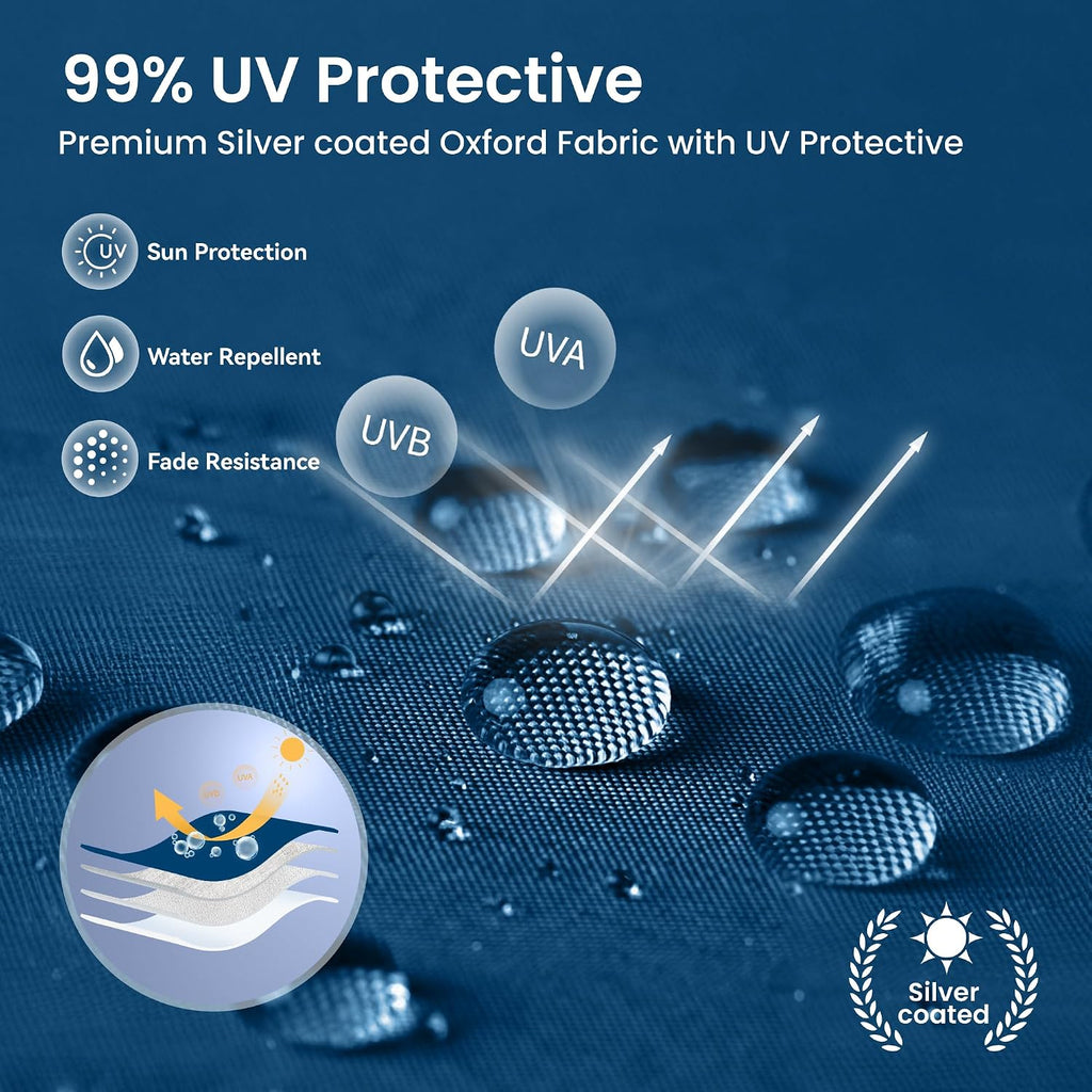 PHI VILLA 10x10ft 1-Person Setup Pop Up Canopy Tent Instant Portable Shelter w/ 1-Button Push, Case, 4 Weight Bags - Dark & Light Blue