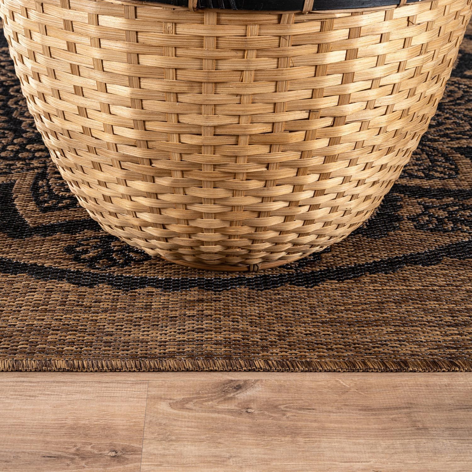 CAMILSON Outdoor Rug 9x12 Modern Large Area Rugs for Indoor and Outdoor Patios and Porches - Waterproof Washable Non-Shedding Easy-to-Clean Outside Carpet (9 x 12 Medallion - Gold/Black)