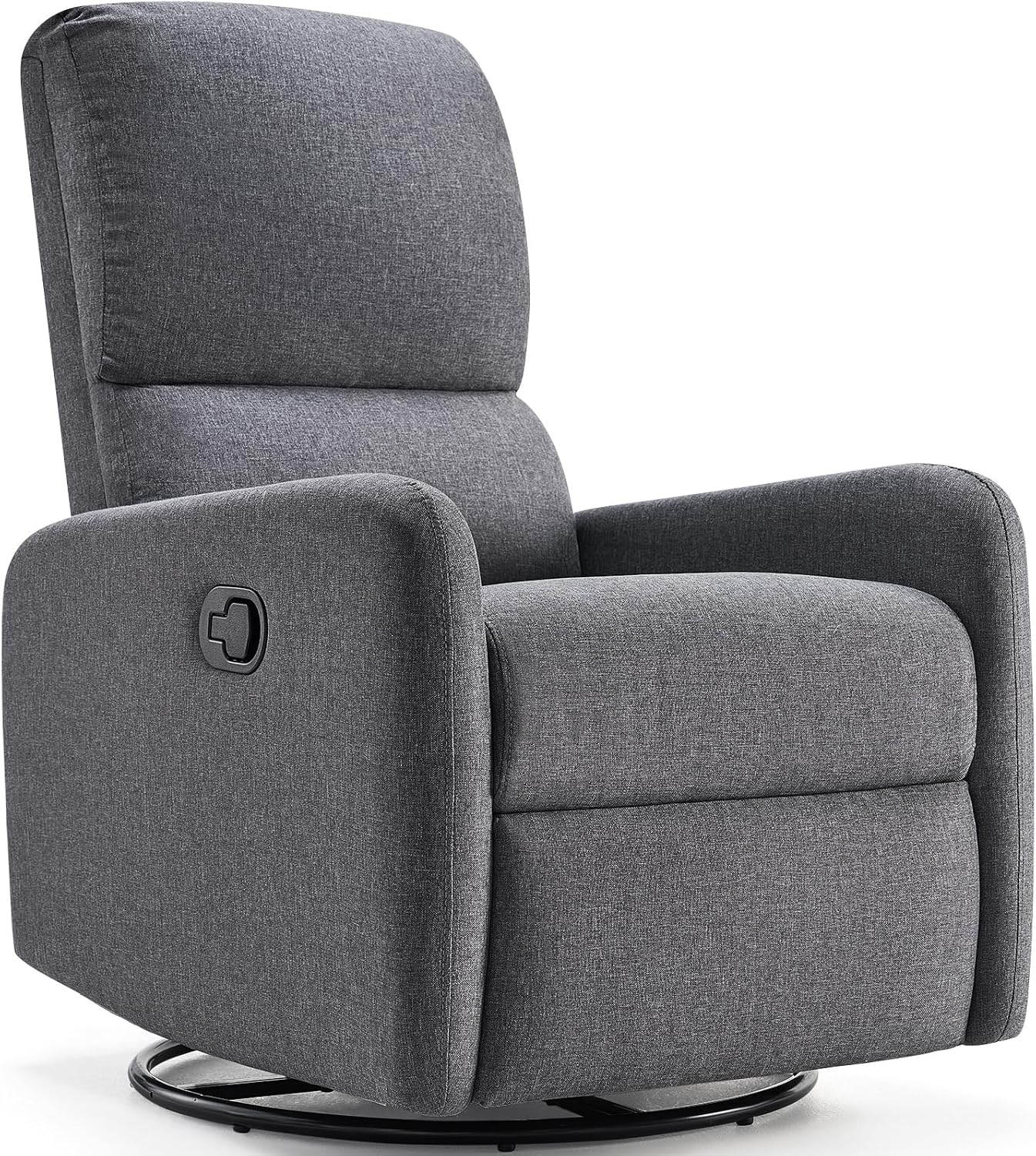 Jocisland Swivel Rocker Recliner Chair for Adults, Nursery Rocking Reclining with High Back, Small Glider for Small Spaces/Living Room/Bedroom/Nursing, Gray Linen (No Side Pockets)