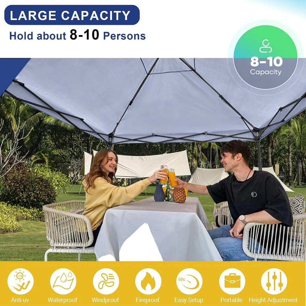 KAMPKEEPER 10x10 Pop-Up Canopy Tent, Waterproof, Portable Shade with Side Walls, Adjustable Instant Outdoor Shelter for Camping, Backyard, and Events, Navy Blue
