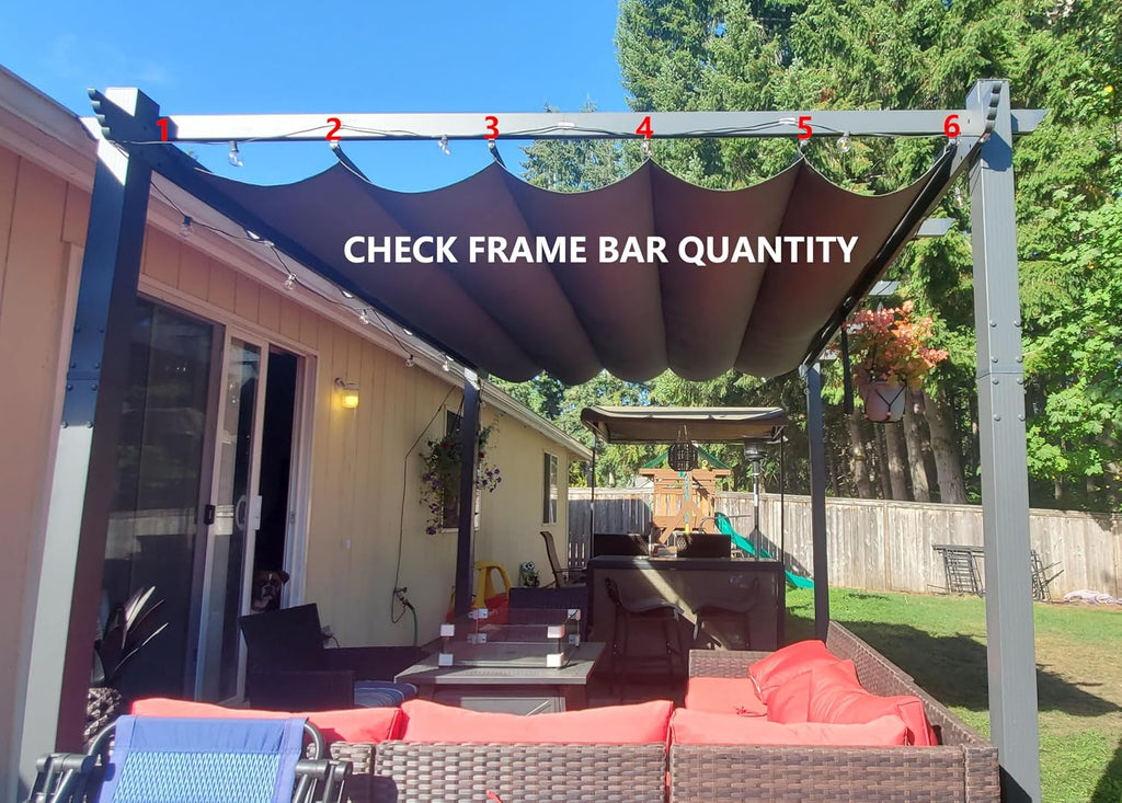 Pergola Shade Cover Replacement Canopy Top Compatible with 10 X 12 ft 6-Bar Pergola Frames - Gray (Canopy Size 116' W x 120' L, Canopy Top Only)