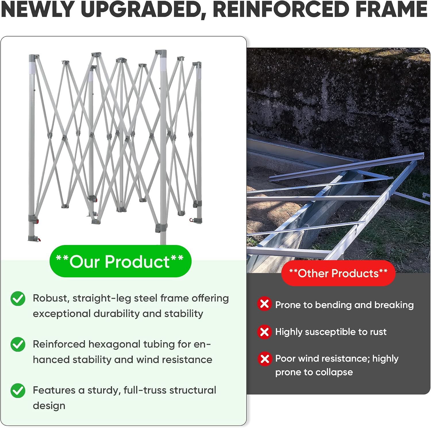 GDY 10x10 Ft Steeple Outdoor Pop Up Canopy Tent, Commercial Portable Instant Folding Gazebos, Hexagonal Tube Patio Canopies with Wheel Bag, Red.