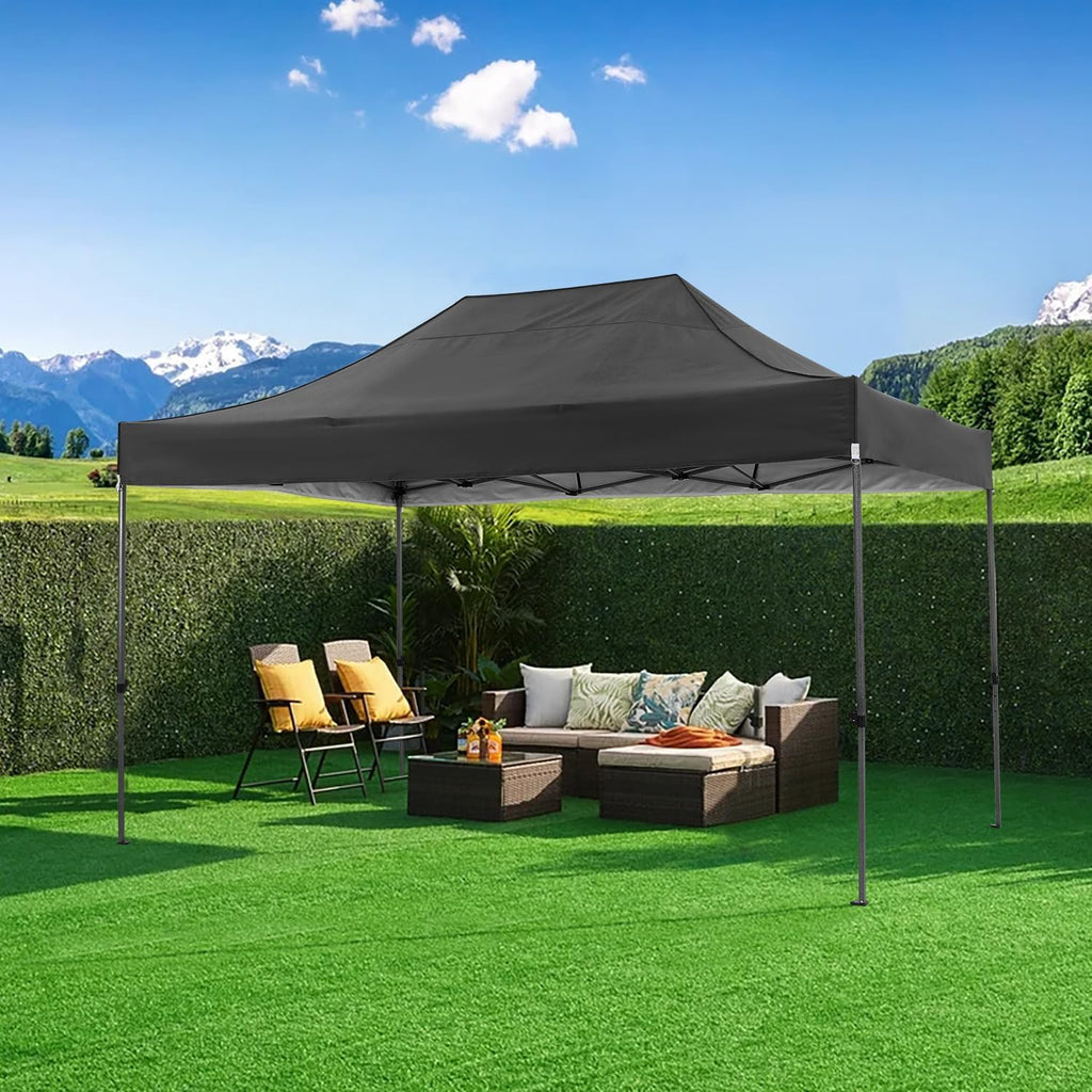 COBIZI 10x15 Pop up Canopy Tent 10x15 Canopy with 4 Sidewalls Waterproof Heavy Duty Commercial for Parties Outdoor Garden Gazebo Tent, Carry Bag(10x15ft, Black)