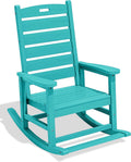 SERWALL Outdoor Rocking Chair, Oversized Rocking Chair with Footrest for Adults, HDPE All Weather Resistant Rocking Chairs for Patio, 350lbs Weight Capacity, Aruba