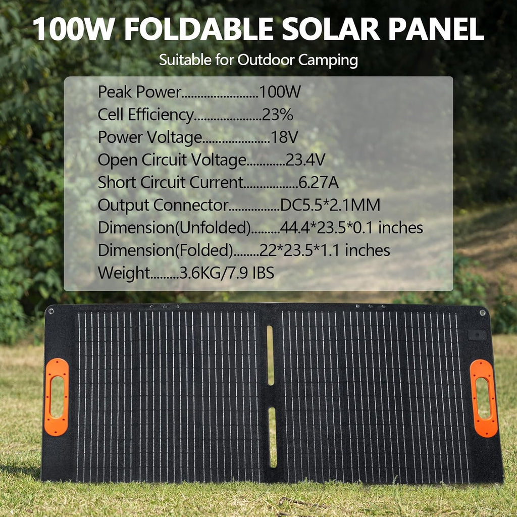 ALLWEI 100W Portable Solar Panel for 300/500 Power Station Solar Generator, 18V Solar Battery Charger with Adjustable Kickstand, Waterproof IP68 for RV Camping Trip Outdoor