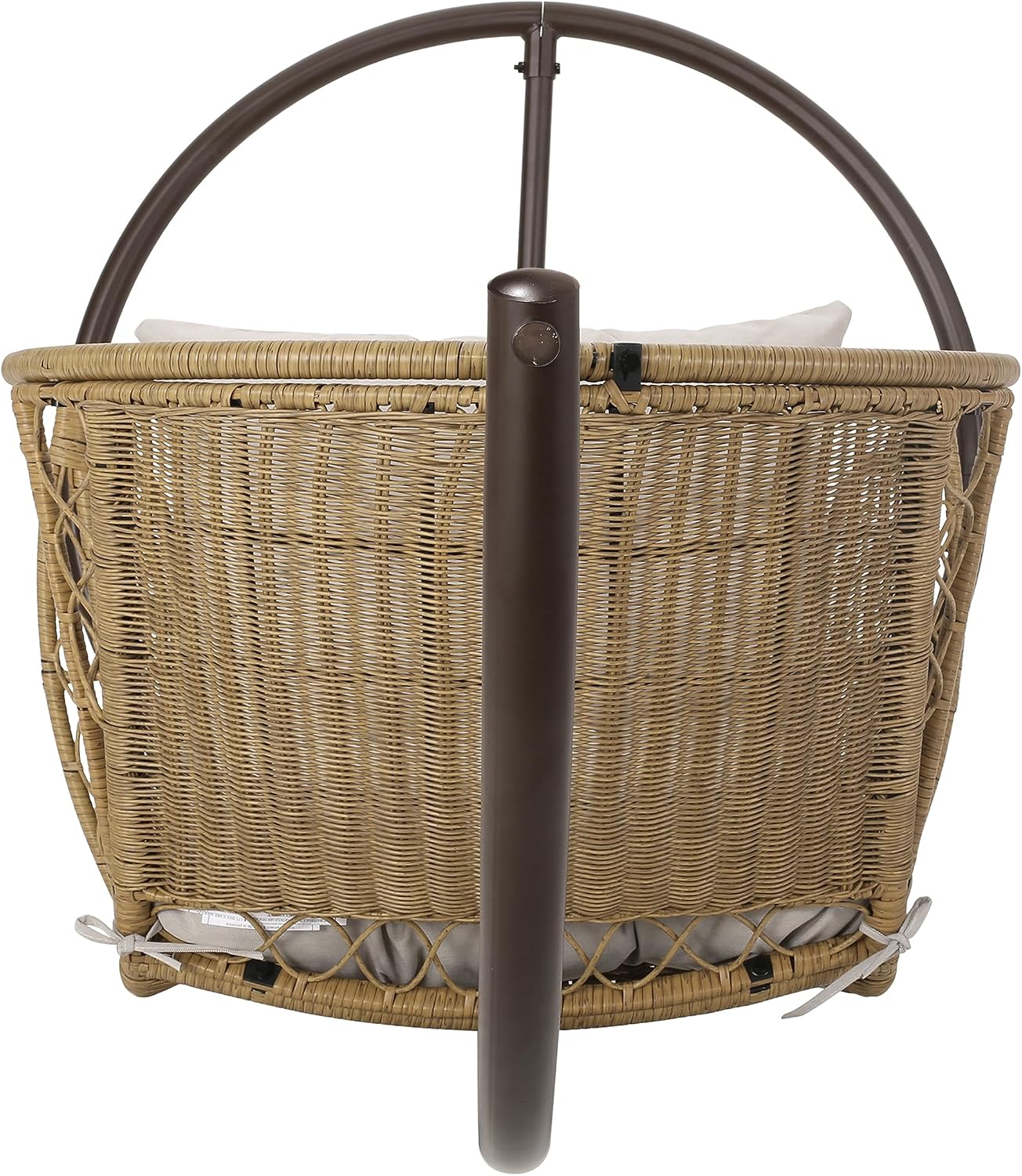Christopher Knight Home Amanda Wicker Hanging Chair with Stand, Light Brown, Brown, Beige