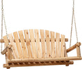 Outdoor Porch Swing Front Porch Hanging Wooden Bench Swing 2 Seat Chair for Garden, Patio, Backyard, Playground, Log Wood 800Lbs, 4 Ft, Brown