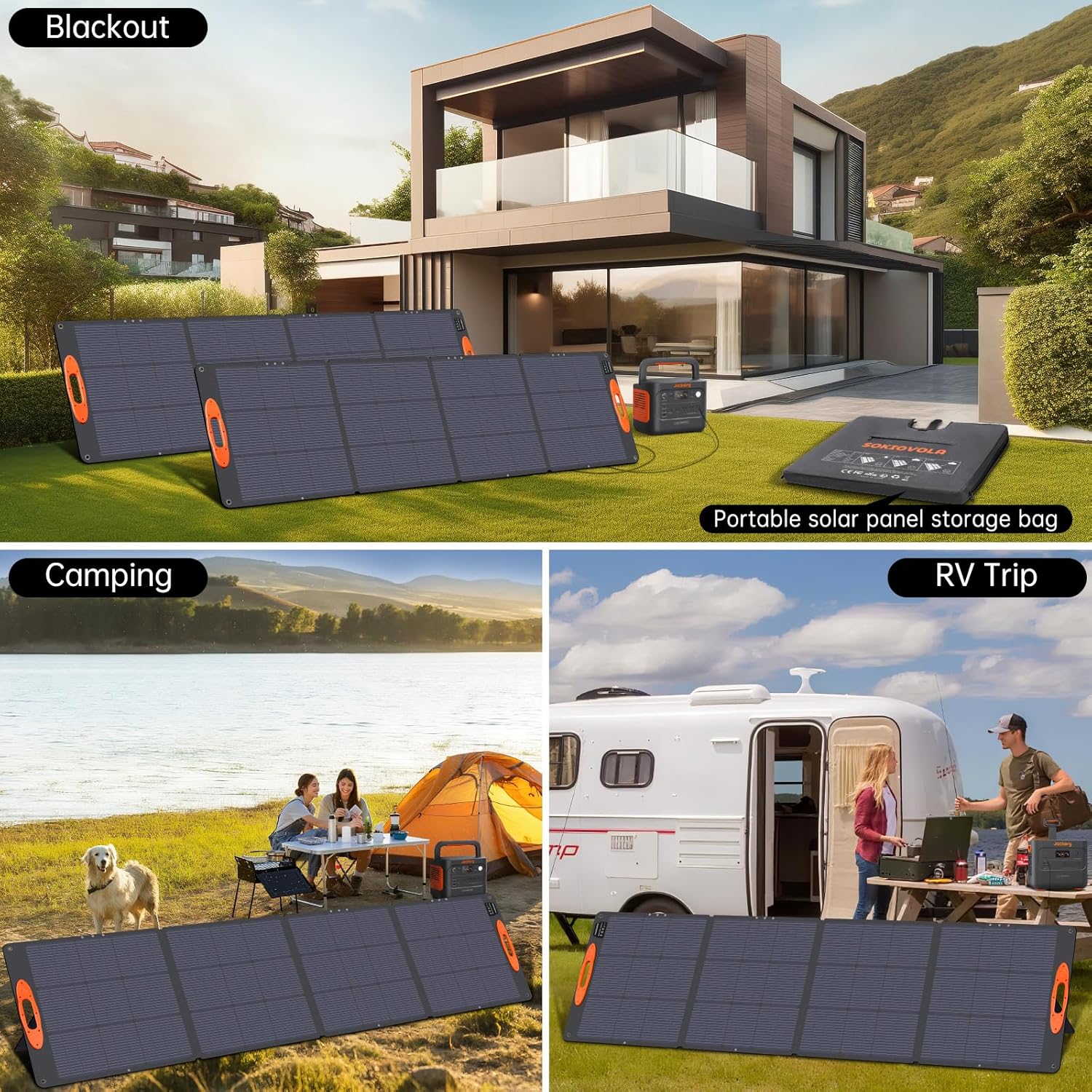 SOKIOVOLA N-Type 16BB 220W Portable Solar Panel for EF/Jackery/Bluetti/Anker Power Station, IP68 Waterproof Foldable Solar Panel ETFE 25% High Efficiency for Outdoor Camping RV Trip