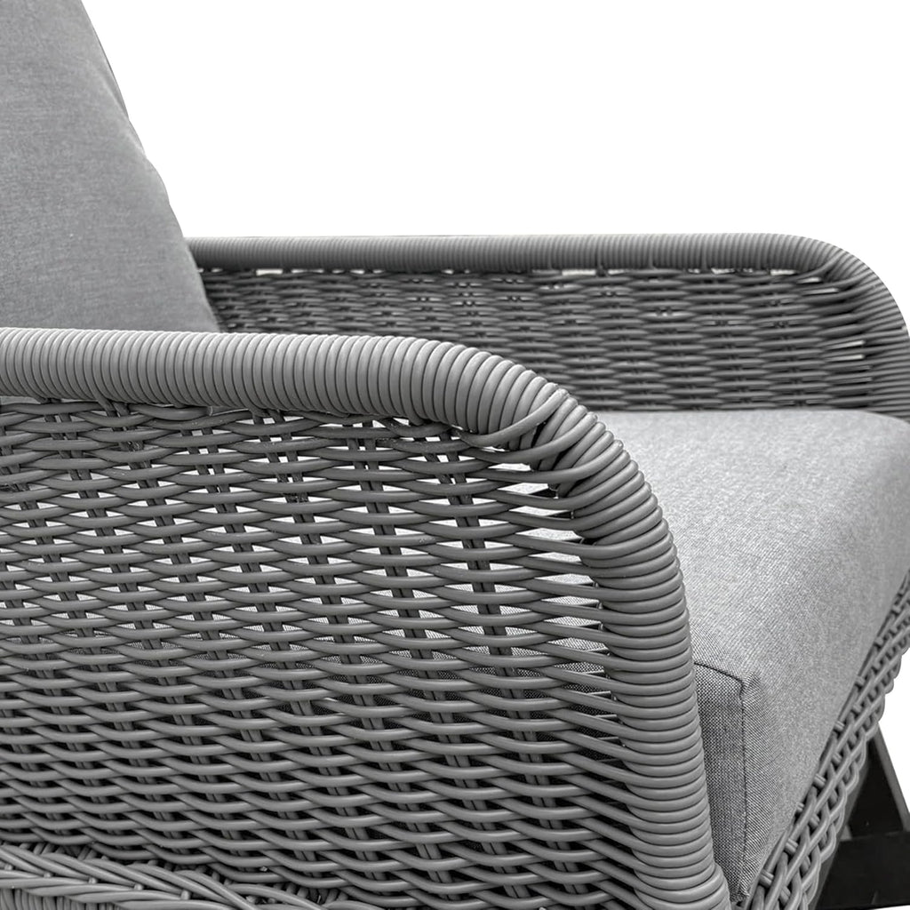 Christopher Knight Home Nadine Patio Rocking Chair, Wicker Rocker, Wood Leg Rocking Chair, PE Rattan Wicker Chair, Rocking Chair with Cushions, Comfort Wicker Rocker for Backyard Balcony Porch, Gray
