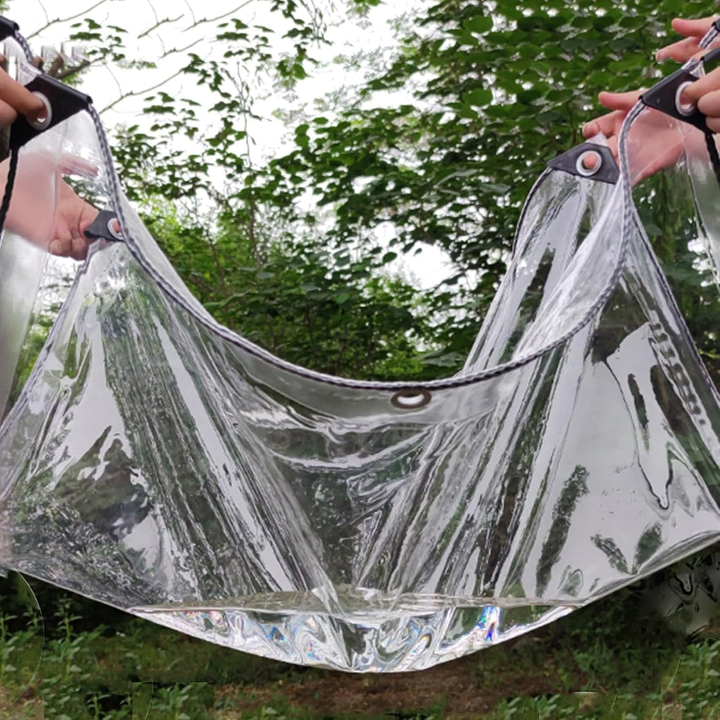 Clear Tarps with Grommets, PVC Plastic Tarpaulin Sheet Cover Panel, Transparent Tarp Curtains Vinyl Enclosure Panels for Patio, Porch, Pavilion, Henhouse Rainproof Covering(9x10ft/2.8x3m)