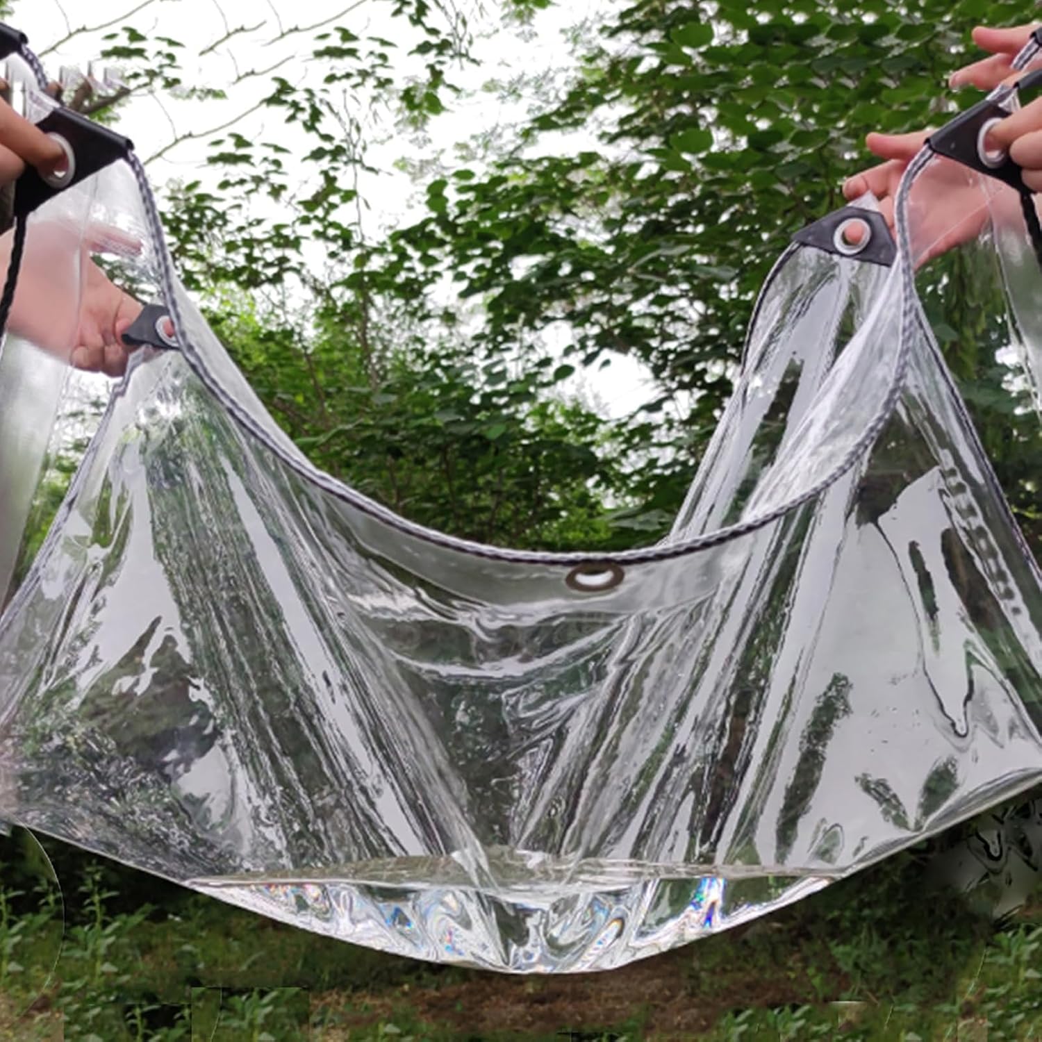 Clear Tarps with Grommets, PVC Plastic Tarpaulin Sheet Cover Panel, Transparent Tarp Curtains Vinyl Enclosure Panels for Patio, Porch, Pavilion, Henhouse Rainproof Covering(9x10ft/2.8x3m)