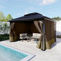 BPS 12' x 16' Gazebo Privacy Curtains with Double Zipper, 4-Panels Side Wall Universal Gazebo Side Panels Replacement for Patio, Outdoor Canopy, Garden and Backyard (Curtain Only)